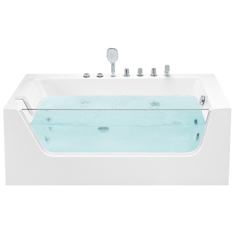 Cadă de colț LED cu hidromasaj PUQUIO Stânga 170 x 80 cm Alb [1]