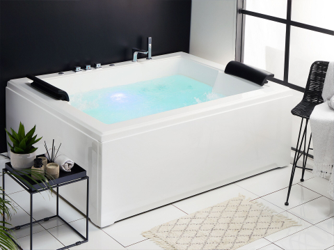 Cazi de baie - Corner LED whirlpool bathtub SALAMANCA 183 x 142 cm White