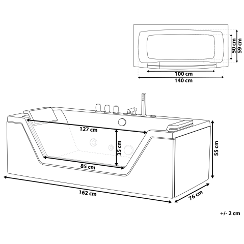 SAMANA LED corner bathtub with hydromassage 162 x 76 cm White [2]