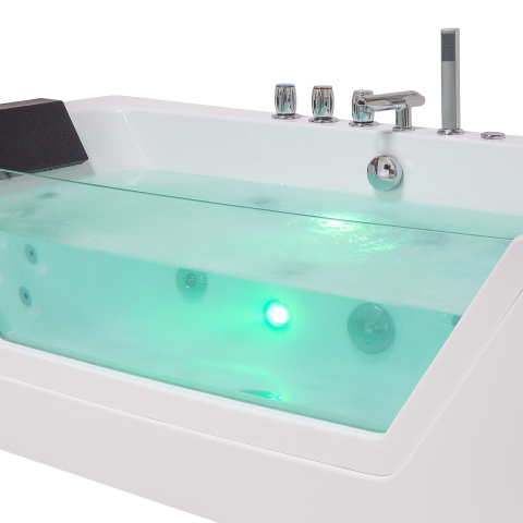 SAMANA LED corner bathtub with hydromassage 162 x 76 cm White [6]