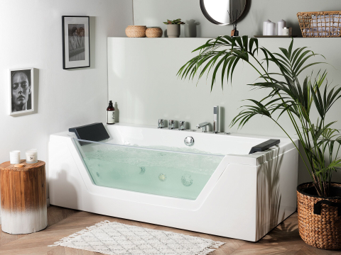Cazi de baie - LED corner bathtub with hydromassage SAMANA 174 x 79 cm White