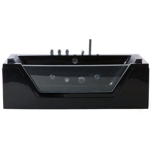 Corner LED whirlpool bathtub SAMANA 174 x 79 cm Black [3]