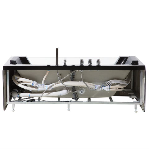 Corner LED whirlpool bathtub SAMANA 174 x 79 cm Black [6]