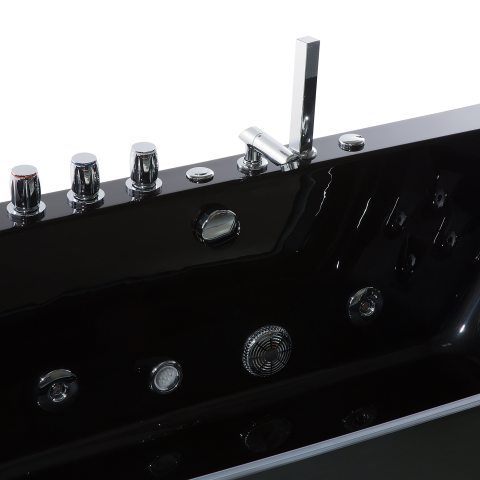 LED corner bathtub with hydromassage SAMANA 174 x 79 cm Black [8]