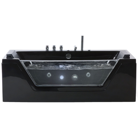 LED corner bathtub with hydromassage SAMANA 174 x 79 cm Black [1]