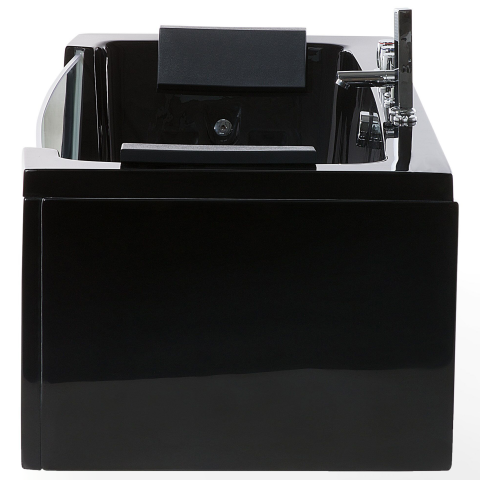 LED corner bathtub with hydromassage SAMANA 174 x 79 cm Black [5]