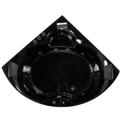 Corner LED bathtub with hydromassage SENADO 205 x 150 cm Black [7]
