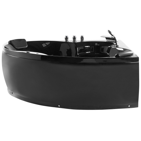 Corner LED bathtub with hydromassage SENADO 205 x 150 cm Black [4]