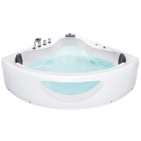 TOCOA LED corner bathtub with whirlpool 190 x 138 cm White [1]