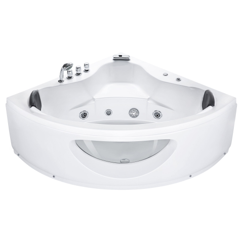 TOCOA LED corner bathtub with whirlpool 190 x 138 cm White [4]