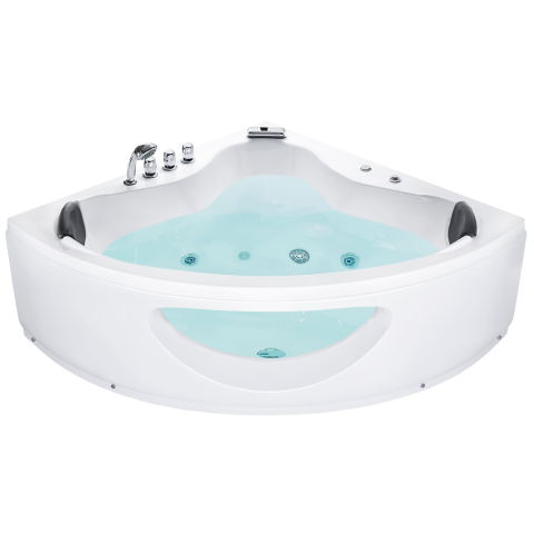 TOCOA LED corner bathtub with whirlpool 190 x 138 cm White [3]