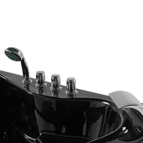 LED corner bathtub with whirlpool TOCOA 190 x 150 cm Black [6]