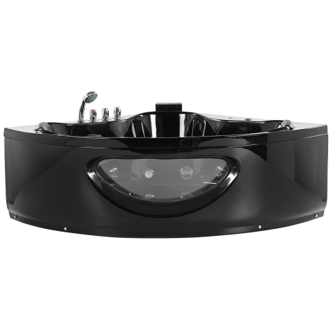LED corner bathtub with whirlpool TOCOA 190 x 150 cm Black [1]