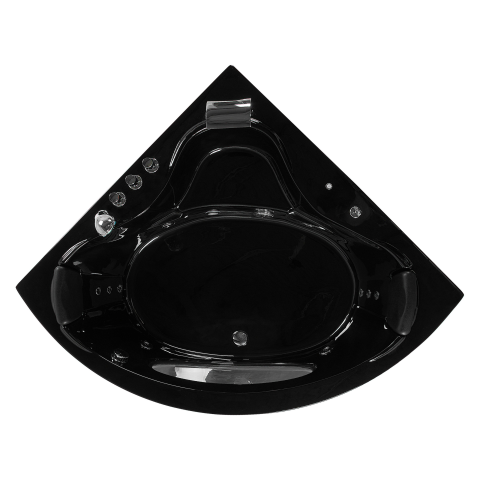 LED corner bathtub with whirlpool TOCOA 190 x 150 cm Black [5]