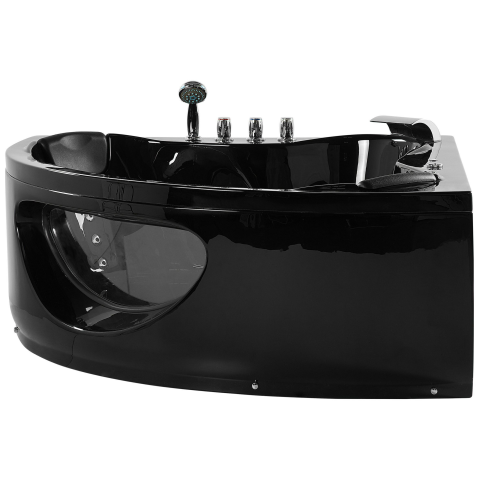LED corner bathtub with hydromassage TOCOA 190 x 150 cm Black [3]