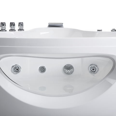 LED corner bathtub with hydromassage TOCOA 205 x 146 cm White [6]