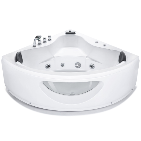LED corner bathtub with hydromassage TOCOA 205 x 146 cm White [4]