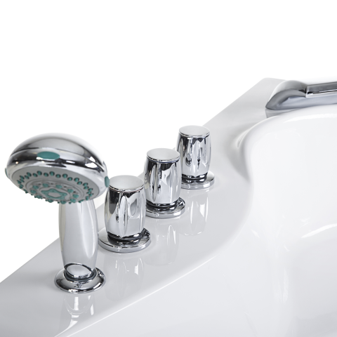 LED corner bathtub with hydromassage TOCOA 205 x 146 cm White [8]