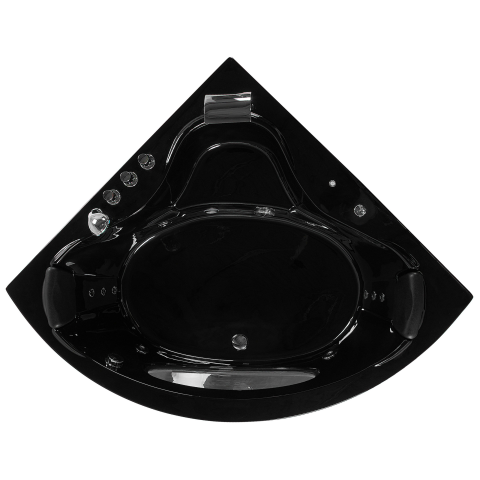 Corner LED bathtub with whirlpool TOCOA 205 x 146 cm Black [5]