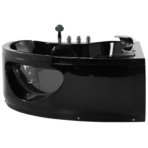 TOCOA LED corner bathtub with whirlpool 205 x 146 cm Black [3]
