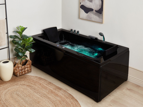 Cazi de baie - Corner LED bathtub with hydromassage VARADERO Right 183 x 90 cm Black