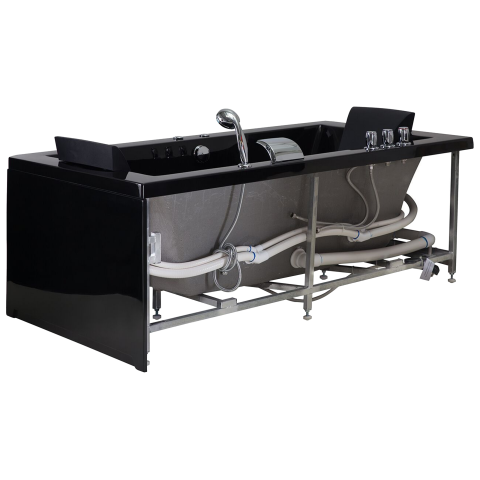 Cadă de colț LED cu hidromasaj VARADERO Dreapta 183 x 90 cm Negru [5]