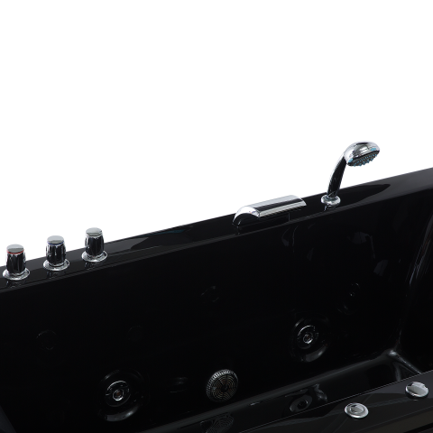 Cadă de colț LED cu hidromasaj VARADERO Stânga 183 x 90 cm Negru [7]