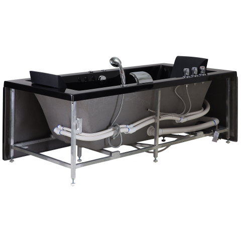 Cadă de colț LED cu hidromasaj VARADERO Stânga 183 x 90 cm Negru [5]