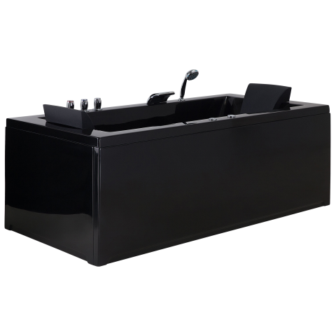 Cadă de colț LED cu hidromasaj VARADERO Stânga 183 x 90 cm Negru [3]