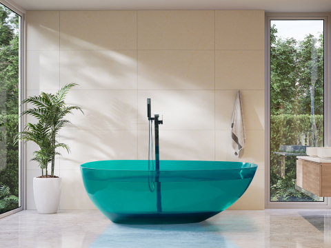 Bathroom - BLANCARENA freestanding bathtub 170 x 78 cm Greenish blue