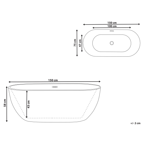 Freestanding bathtub CARRERA 150 x 75 cm White [2]
