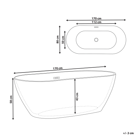 Freestanding bathtub CARRERA 170 x 80 cm Black [2]