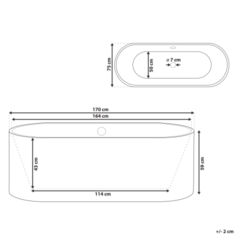 Freestanding bathtub CATALINA 170 x 75 cm White [2]