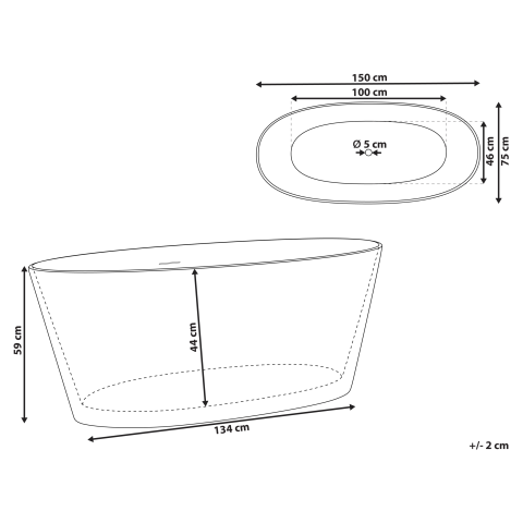 Freestanding bathtub CHUBUT 150 x 75 cm White [2]