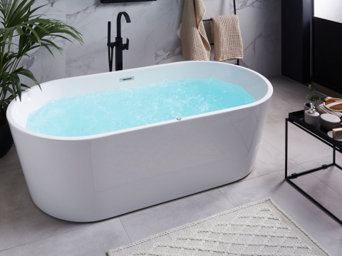 Black Friday - Freestanding bathtub with hydromassage and LED HAVANA 170 x 80 cm White
