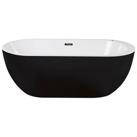 Freestanding bathtub with whirlpool and LED NEVIS 170 x 80 cm Black [4]