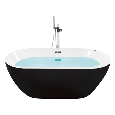 Freestanding bathtub with hydromassage and LED NEVIS 170 x 80 cm Black [3]