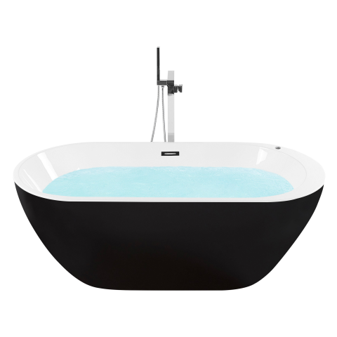 Freestanding bathtub with whirlpool and LED NEVIS 170 x 80 cm Black [1]