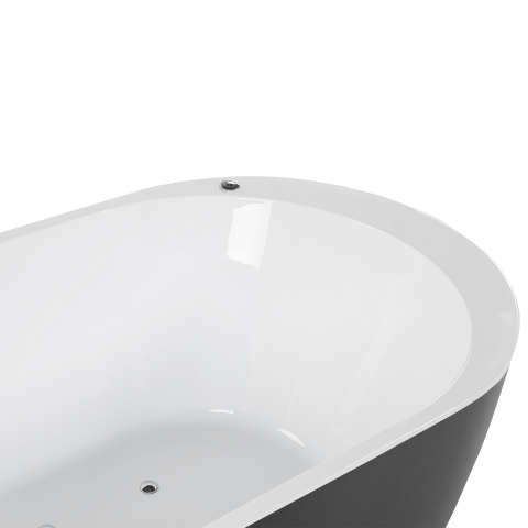 NEVIS freestanding bathtub with whirlpool and LED 170 x 80 cm Black [7]