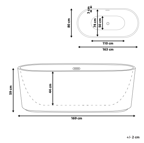 Freestanding bathtub GOCTA 169 x 80 cm Black [2]