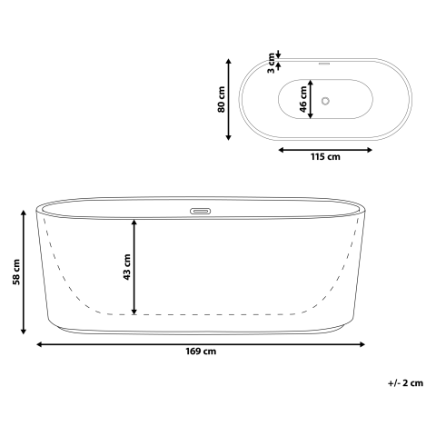 Cadă freestanding GOCTA 170 x 80 cm Alb [2]