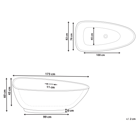 Freestanding bathtub GUIANA 173 x 82 cm Black [2]