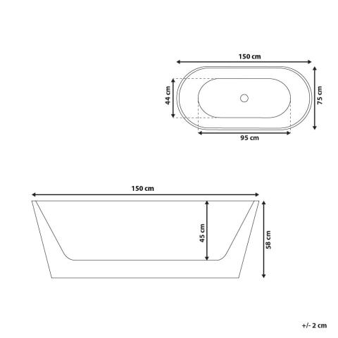 Freestanding bathtub HAVANA 150 x 75 cm White [2]