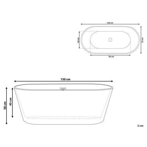 Freestanding bathtub HAVANA 150 x 75 cm Black/White [2]