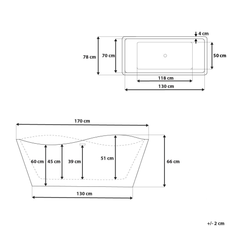 Cadă freestanding MARAVILLA 170 x 78 cm Alb [2]