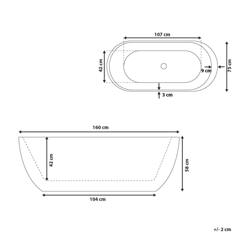 Freestanding bathtub NEVIS 160 x 75 cm White [2]