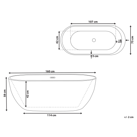 Freestanding bathtub NEVIS 160 x 75 cm Red [2]