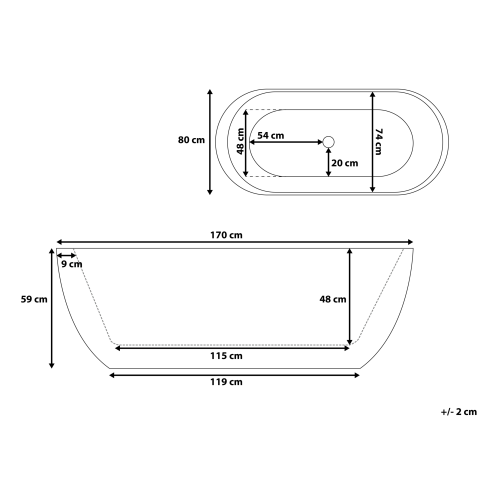 Cadă freestanding NEVIS 170 x 80 cm Alb [2]