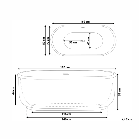Cadă freestanding PINEL 170 x 80 cm Alb [2]