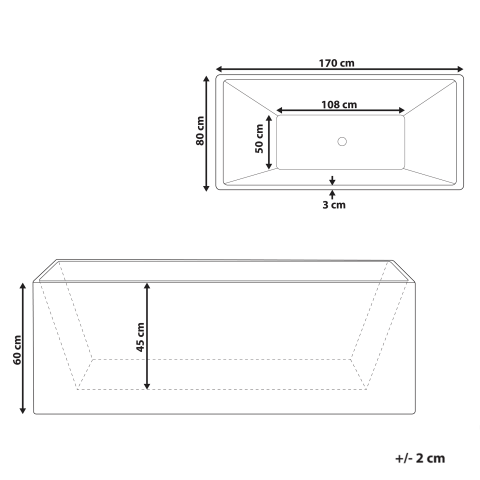 Cadă freestanding SERENA 170 x 80 cm Alb [2]